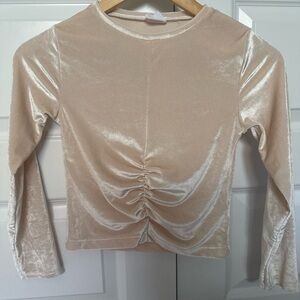 Zara Cream Velvet Ruched Blouse